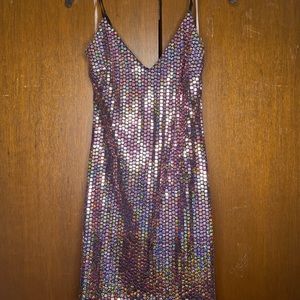 Rose gold sequin detail dress